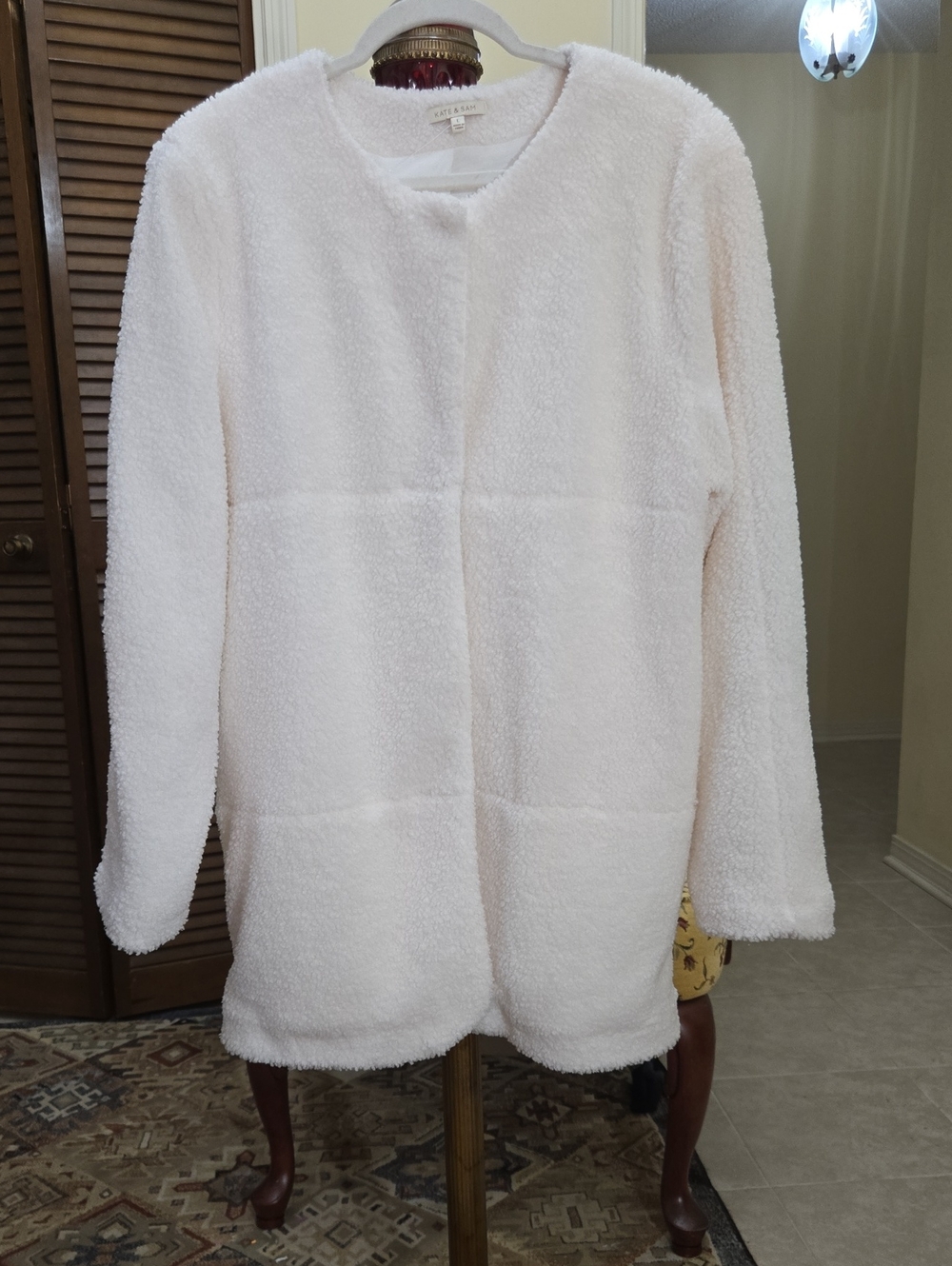 Plush Teddy Coat in Cream - Lightweight Women's Outerwear